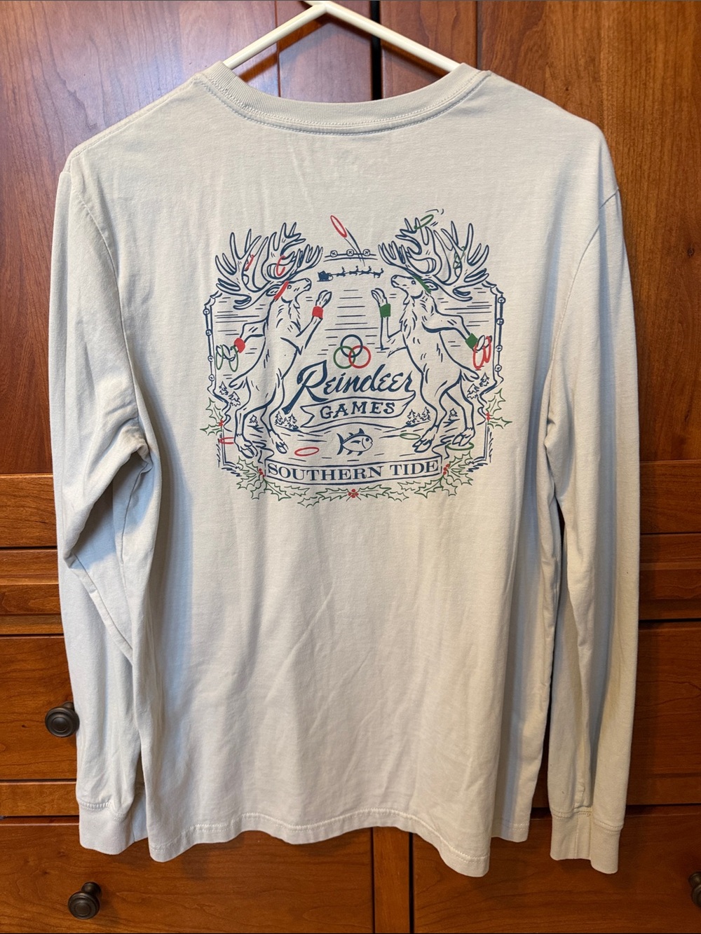 Southern Tide Christmas reindeer games mens small long sleeve tee
